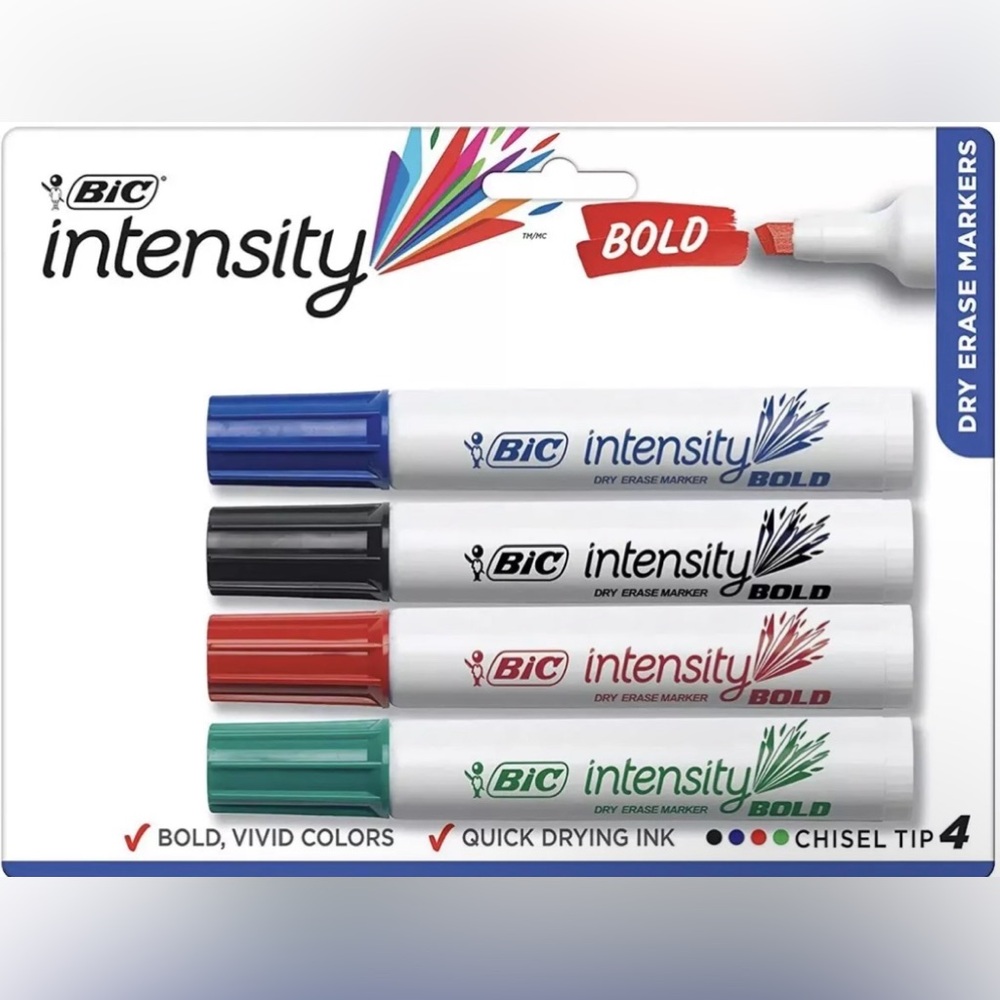 NEW BIC INTENSITY Bold Dry Erase Chisel Tip Assorted Markers School Supply